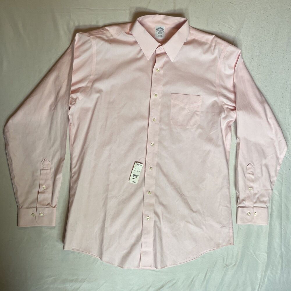 NWT Brooks Brothers Men's Regent Non Iron Button Down Shirt 17-6/7 Pink